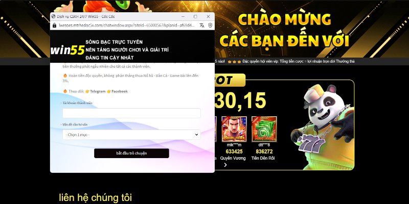 Live chat là kênh hỗ trợ nhanh nhất và thuận tiện nhất tại Win55